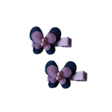 Embellished Non Slip Hair Clip - Butterfly Two Colour Non Slip Hair Clip Baby Girl Hair Accessories Navy and Purple Pair of Hair Clips