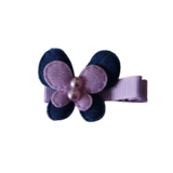 Embellished Non Slip Hair Clip - Butterfly Two Colour Non Slip Hair Clip Baby Girl Hair Accessories Navy and Purple 