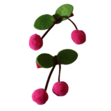 Embellished Non Slip Hair Clip - Cherries Felt Baby Toddler Hair Accessories Pinkberry Kisses Bright Pink Pair of Hair Clips