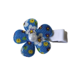 Embellished Non Slip Hair Clip - Floral Flower Hair Clip Baby Toddler Hair Accessories Pinkberry Kisses Blue