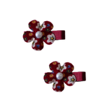 Embellished Non Slip Hair Clip - Floral Flower Hair Clip Baby Toddler Hair Accessories Pinkberry Kisses Burgundy Pair of Hair Clips