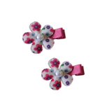 Embellished Non Slip Hair Clip - Floral Flower Hair Clip Baby Toddler Hair Accessories Pinkberry Kisses White with Pink Pair of Hair Clips