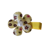 Embellished Non Slip Hair Clip - Floral Flower Hair Clip Baby Toddler Hair Accessories Pinkberry Kisses Yellow