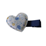 Embellished Non Slip Hair Clip - Floral Heart Hair Clip Baby Toddler Hair Accessories Pinkberry Kisses  White Blue