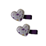 Embellished Non Slip Hair Clip - Floral Heart Hair Clip Baby Toddler Hair Accessories Pinkberry Kisses White Purple Pair of Hair Clips