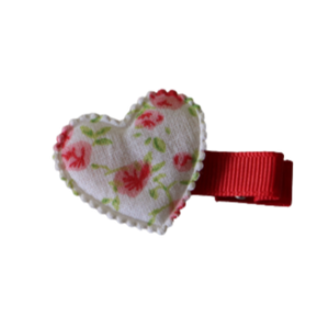 Embellished Non Slip Hair Clip - Floral Heart Hair Clip Baby Toddler Hair Accessories Pinkberry Kisses  White Red