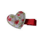 Embellished Non Slip Hair Clip - Floral Heart Hair Clip Baby Toddler Hair Accessories Pinkberry Kisses  White Red