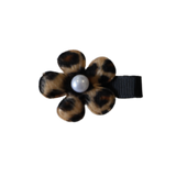 Embellished Non Slip Hair Clip - Furry Leopard Print Flower Hair Clip Baby Toddler Hair Accessories Pinkberry Kisses