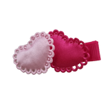 Embellished Non Slip Hair Clip - Heart Duo Pink Delight Pinkberry Kisses Baby Toddler Hair Accessories