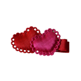 Embellished Non Slip Hair Clip - Heart Duo Pink and Red Pinkberry Kisses Baby Toddler Hair Accessories