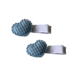 Embellished Non Slip Hair Clip - Hearts Hair Clip Baby Toddler Hair Accessories Pinkberry Kisses Blue Gingham Pair of Hair Clips