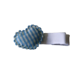 Embellished Non Slip Hair Clip - Hearts Hair Clip Baby Toddler Hair Accessories Pinkberry Kisses Blue Gingham