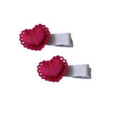 Embellished Non Slip Hair Clip - Hearts Hair Clip Baby Toddler Hair Accessories Pinkberry Kisses Pink Satin Pair of Hair Clips