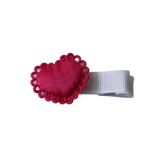 Embellished Non Slip Hair Clip - Hearts Hair Clip Baby Toddler Hair Accessories Pinkberry Kisses Pink Satin