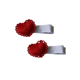 Embellished Non Slip Hair Clip - Hearts Hair Clip Baby Toddler Hair Accessories Pinkberry Kisses Red Pair of Hair Clips