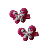 Embellished Non Slip Hair Clip - Large Floral Butterfly Hair Clip Baby Toddler Hair Accessories Pinkberry Kisses Pink Pair of Hair Clips