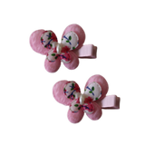 Embellished Non Slip Hair Clip - Large Floral Butterfly Light Pink Pair of Hair Clips