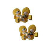 Embellished Non Slip Hair Clip - Large Floral Butterfly Yellow Pair of hair Clips