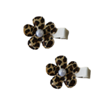 Embellished Non Slip Hair Clip - Leopard Print Flower Hair Clip Baby Toddler Hair Accessories Pinkberry Kisses Pair of Hair Clips