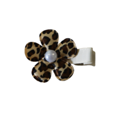 Embellished Non Slip Hair Clip - Leopard Print Flower Hair Clip Baby Toddler Hair Accessories Pinkberry Kisses