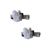 Embellished Non Slip Hair Clip - Satin Flower Baby Toddler Hair Accessories Pinkberry Kisses White pair of Hair Clips