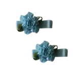 Embellished Non Slip Hair Clip - Satin Flower Baby Toddler Hair Accessories Pinkberry Kisses Blue pair of Hair Clips