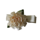 Embellished Non Slip Hair Clip - Satin Flower Baby Toddler Hair Accessories Pinkberry Kisses Cream