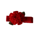 Embellished Non Slip Hair Clip - Satin Flower Baby Toddler Hair Accessories Pinkberry Kisses Red