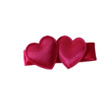 Embellished Non Slip Hair Clip - Satin Heart Duo Baby and Toddler Hair Clip Hair Accessories Pinkberry Kisses Bright Pink