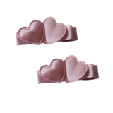 Embellished Non Slip Hair Clip - Satin Heart Duo Baby and Toddler Hair Clip Hair Accessories Pinkberry Kisses Light Pink pair Set