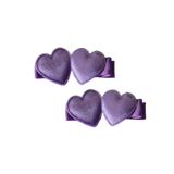 Embellished Non Slip Hair Clip - Satin Heart Duo Baby and Toddler Hair Clip Hair Accessories Pinkberry Kisses Purple Pair Set