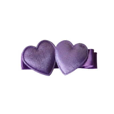 Embellished Non Slip Hair Clip - Satin Heart Duo Baby and Toddler Hair Clip Hair Accessories Pinkberry Kisses Purple