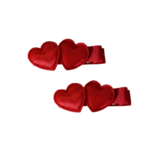 Embellished Non Slip Hair Clip - Satin Heart Duo Baby and Toddler Hair Clip Hair Accessories Pinkberry Kisses Red Pair Set