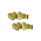 Embellished Non Slip Hair Clip - Satin Heart Duo Baby and Toddler Hair Clip Hair Accessories Pinkberry Kisses Yellow Pair Set