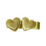 Embellished Non Slip Hair Clip - Satin Heart Duo Baby and Toddler Hair Clip Hair Accessories Pinkberry Kisses Yellow