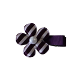 Embellished Non Slip Hair Clip - Striped Flower Hair Clip Baby Toddler Hair Accessories Pinkberry Kisses White Purple Striped