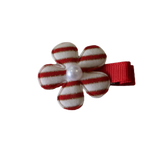 Embellished Non Slip Hair Clip - Striped Flower Hair Clip Baby Toddler Hair Accessories Pinkberry Kisses White Red Striped