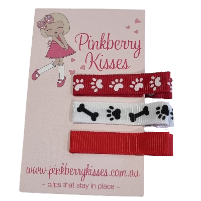 Everyday non slip hair clips- Baby Hair Accessories Toddler Hair Accessories Girl Hair Accessories Pinkberry Kisses Dog Lovers