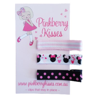 Everyday non slip hair clips - Sweet Pink Minnie Mouse Baby Hair Accessories Toddler Hair Accessories Girl Hair Accessories Pinkberry Kisses