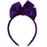 Large Bella Bow Woven Headband 12.5cm Bow (31 colours options) Dance School Party Birthday Headband Pinkberry Purple 