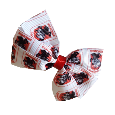 NRL St George Illawarra Dragons Bella Hair Bow Clip Non Slip Rugby Hair Accessories Pinkberry Kisses