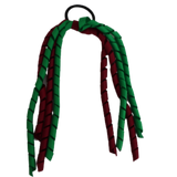 School Hair Accessories School Uniform Hair Tie Curly Ponytail Streamer - Burgundy Base & Top Ribbon Girls Hair Tie Pinkberry Kisses Burgundy Emerald Green