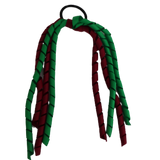 School Hair Accessories School Uniform Hair Tie Curly Ponytail Streamer - Emerald Green Base & Top Ribbon Girls Hair Tie Pinkberry Kisses Emerald Green Burgundy