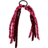 School Hair Accessories School Uniform Hair Tie Curly Ponytail Streamer - Burgundy Base & Top Ribbon Girls Hair Tie Pinkberry Kisses Burgundy Hot Pink