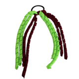 School Hair Accessories School Uniform Hair Tie Curly Ponytail Streamer - Burgundy Base & Top Ribbon Girls Hair Tie Pinkberry Kisses Burgundy Key Lime