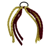 School Hair Accessories School Uniform Hair Tie Curly Ponytail Streamer - Burgundy Base & Top Ribbon Girls Hair Tie Pinkberry Kisses Burgundy Lemon Yellow