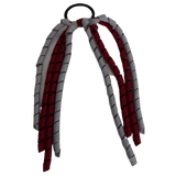 School Hair Accessories School Uniform Hair Tie Curly Ponytail Streamer - Burgundy Base & Top Ribbon Girls Hair Tie Pinkberry Kisses Burgundy Light Grey