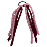 School Hair Accessories School Uniform Hair Tie Curly Ponytail Streamer - Burgundy Base & Top Ribbon Girls Hair Tie Pinkberry Kisses Burgundy Light Pink