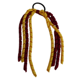 School Hair Accessories School Uniform Hair Tie Curly Ponytail Streamer - Burgundy Base & Top Ribbon Girls Hair Tie Pinkberry Kisses Burgundy Maize Yellow