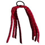 School Hair Accessories School Uniform Hair Tie Curly Ponytail Streamer - Shocking Pink Base & Top Ribbon Girls Hair Tie Pinkberry Kisses Shocking Pink Burgundy
